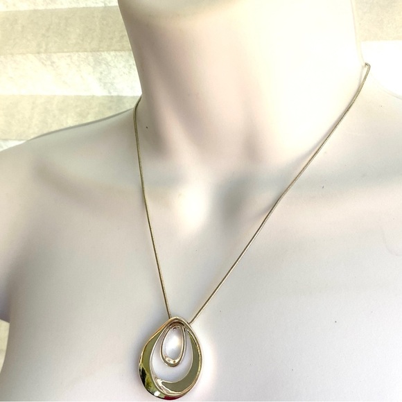 Silvertone Double Tear Drop Pendant - Picture 7 of 7